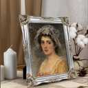 Silver Picture Frame 8x10 Vintage Victorian Picture Frames Antique Gothic Baroque Ornate for Wall or Tabletop Display, Fits 8x10 or 5x7 Photo with Mat