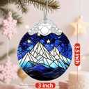 Stained Glass Ornament, Christmas Ornaments, Christmas Tree Ornaments & Holiday Decor  Gifts for Nature Lovers, Ideal Holiday Present & Xmas Gift - Starry Sky and Mountains