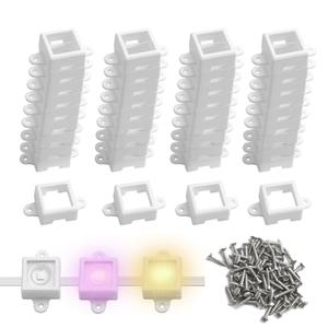 40 Sets,Light Clips for Govee Outdoor Light （Square） Secure Mounting Brackets,Equipped with Matching Screws White