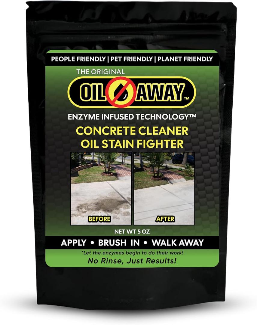 Oil Stain Fighter | for Embedded, Dry Oil Stains | No Rinse Concrete Cleaner for Driveways and Patios | Safe for Pets and Environment 5Oz