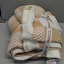 Snuggle Sac Checkered Blanket, Beige Throw Blanket for Couch Plaid Microfiber Fluffy Warm Cozy Fuzzy Soft Throw Blanket Reversible Checkerered Blankets for Sofa, Bed, 60x80 inches