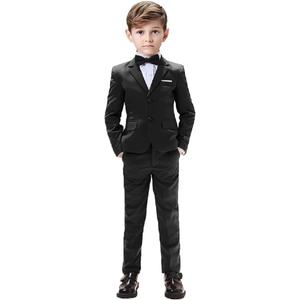 Boys Suits 5 Pieces Slim Fit Blazer Pants Black Blue Outfit Suit for Wedding (3)