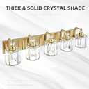 5-Light Modern Vanity Lights Brushed Brass Bathroom Light Fixtures Over Mirror Gold Bathroom Vanity Lighting with Crystal Shade E26 Base Wall Sconce for Bedroom Living Room Restroom Wall Lamp