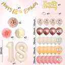 18th Birthday Decorations for Girl Retro Blush Pink Birthday Balloons Happy 18th Banner Cake Topper Pom Poms Dusty Rose Gold Number 18 Balloon for Her 18 Year Old Bday Party Decoration Supplies
