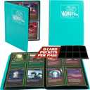 Monster 4 Pocket Trading Card Album -Matte Teal Binder, Anti-Theft & Anti-Drop TCG Protection w Side Loading Pockets, Holds 160 Cards-Compatible with Yugioh, Pokemon, MTG Magic the Gathering Cards