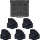 5 Pack 316442513 Range Surface Burner Knobs,Stove Control Knobs Replacement Compatible with Frigidaire,Kenmore,Sears Range Oven,Replace 1465864,AH2332411,AP4327071,EA2332411(Black)