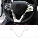 ABS Car Interior Steering Wheel Frame Cover Trim Sticker for BMW 3, 5, 7, 6 Series GT X3 X5 X7 G01 G05 G07 G20 G30 G11 Luxury 2019-2020 (Chrome, Style A)
