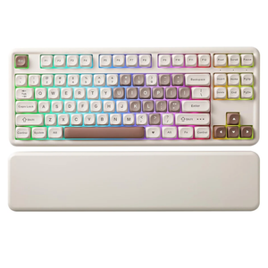 YUNZII B87 Wireless Mechanical Keyboard,QMK/VIA Programmable,TKL Layout 87 Keys,BT/2.4G/USB-C,Hot Swap Gasket Mount RGB Backlit Gaming with Wrist Rest for Win/Mac (Brown Heart, Milk V2)
