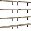 Floating Shelves, 8 Sets Wall Shelves, Wood Floating Shelves for Bedroom Wall Dcor, Wall Mounted Floating Bathroom Shelf for Storage, Floating Book Shelf Living Room  Rustic Brown