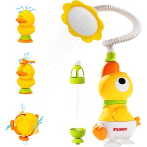 Baby Bath Toys, Baby Bath Shower Head for Bathtub with 1 Adjustable Sprayer, Control the Flow Rinser Babies with 3 Squirting Ducks for Newborns, Toddlers Kids in Bathtub Sink,6-in-1 Set