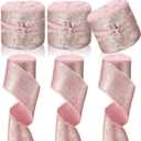 Suncalla 30 Yards Shimmery Chiffon Silk Ribbons for Xmas Tree Decoration Wedding Decor Invitations Bridal Flower Bouquets Gift Wrapping DIY Crafts(Rose Gold)