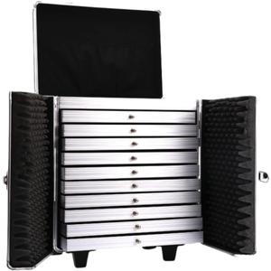 Rolling Jewelry Trolley Case with Drawers Sturdy Cases for Travel and Vendor Shows Jewels Sets Display Organizer (Black 2),  20.7"D x 8.86"W x 13.19"H