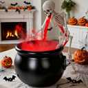 Halloween Decoration, Ultrasonic Mist Maker Fogger with Black Witch Cauldron Halloween Skeleton Splash Guard, Spooky Hocus Pocus Party Halloween Decor for Home Table Kitchen Garden