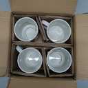 Sweese Stackable Coffee Mugs - 10 Oz Porcelain Cups for Specialty Coffee Drinks, Cappuccino, Cafe Mocha, Latte and tea, Set of 4, White Grey