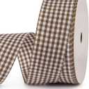 VIVIQUEN Gingham Ribbon Checkered Ribbon 1-Inch Wide Taffeta Plaid Ribbon 25 Yard Long 100% Polyester Woven Edge (Brown, 1 Inch)