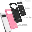 for Google Pixel 9 Pro XL & Pixel 10 Pro XL Wallet Case with Credit Card Holder Stand Kickstand Slim Rugged Shockproof Heavy Duty Defender Armor Military Grade Protective Phone Case - Pink