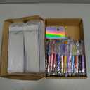 Yeaqee 150 Pieces Beadable Pens Kit 50 Pieces Colors Plastic Beaded Ballpoint Pens Bulk 50 Foil Thank You Cards with 50 Resealable Packaging Bags for School DIY Making Gift(Bright Style)