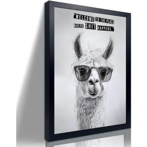2 x Orvannaatr Black Frame Fun Bathroom Wall Art Black And White Bathroom Humorous Camel Decorative Poster, Modern Animal Picture Canvas Printed Hanging Painting