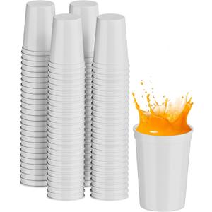PartyPrints 100 Pack 10 to 12 oz White Reusable Blank Plastic Cups, Stadium Cups Bulk  BPA Free Dishwasher Safe Party Cups, Colored Cups Perfect for Party, Wedding, Birthday Graduation, Clubs