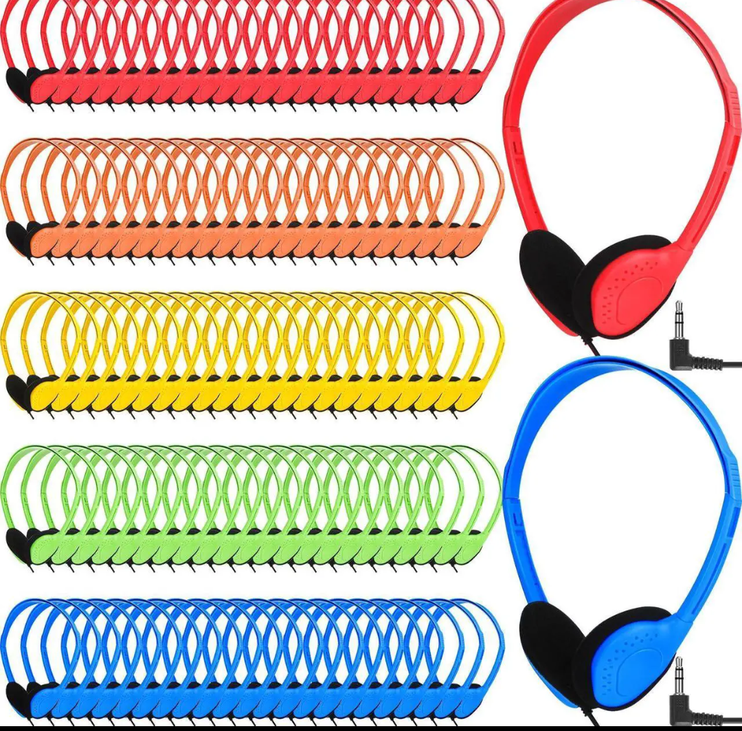 Tellegloww 150 Pcs Classroom Headphones Bulk Class Set Adjustable Wired School Wholesale Headphones Bulk Students on Ear Earphones with 3.5mm Jack for Children Gift, Teacher Supplies(Bright Color)