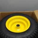 2 PCS Exact Replacement 15x6.00-6" Front Tires and Wheel Assembly for John Deere Riding Mowers, Compatible with John Deere 100 and 300 Series, 3" Offset Hub, 3/4" or 5/8" or 1/2" Bushings (Yellow)