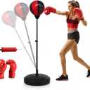 Speed Ball Stand Punching Bag Set,Fitness Reflex Bag for Adults,Adjustable Height Freestanding Reflex Speed Bags with Gloves, Boxing Punching Bag for Training, Stress Relief and Fitness.