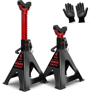 6 Ton (13,200 LBs) Jack Stands with Double Pin Locking,Rubber Cover and Large Foot Base,15"-23" Adjustable Height,Heavy Duty Car Jack Stands,Lifting Bus,RV,SUV,MPV,Pickup Truck,ATV/UTV,1 Pair
