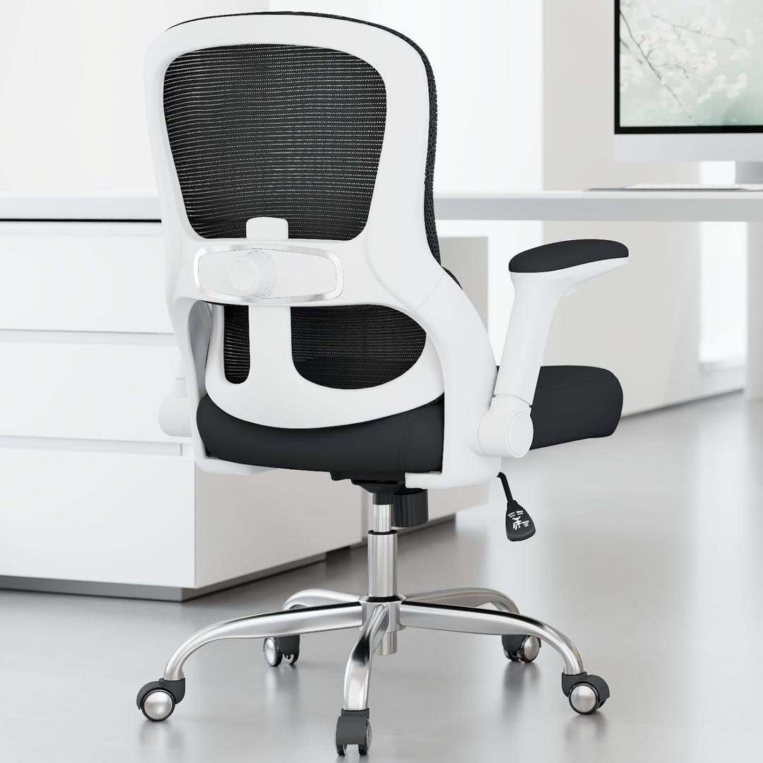 Ergonomic Office Chair - Computer Desk Chairs Comfy, Mesh High-Back Gaming Chair with Adjustable Lumbar Support, Executive Task Chair for Adults, Comfortable for Long Hours (White Black)