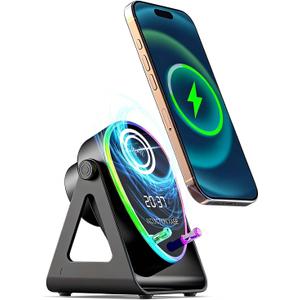 5 in 1 Induction Bluetooth Speaker with Phone Stand, 1800mAh RGB Lighting Induction Speaker, 360 Surround Sound, 4-13" Device Fit, Ideal for Men Women, Parties, Gaming