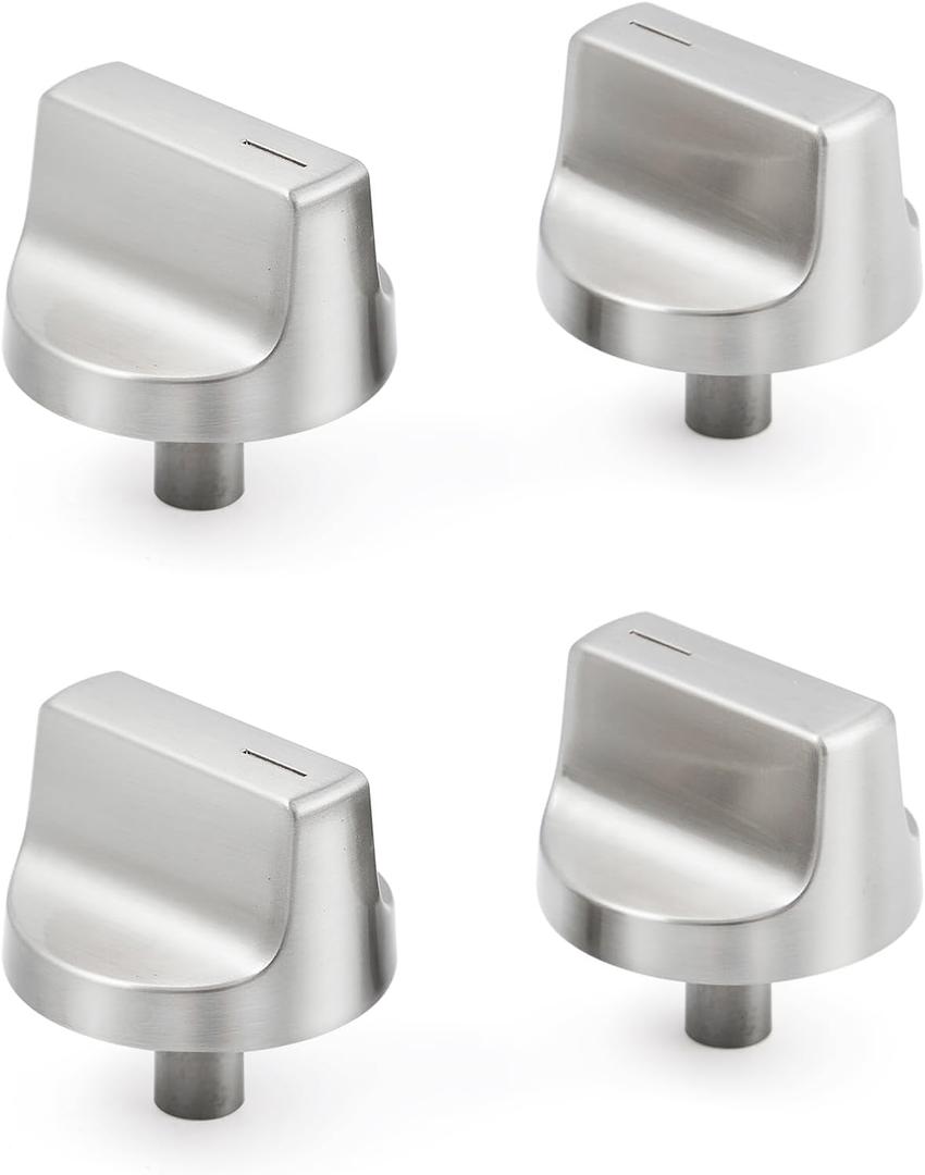 atgestore W11517334 Stove Knobs Replacement for Whirlpool Stove Parts WEG745H0FS0 WEG745H0FS1 WEG515S0FS0 Stainless Steel Knobs Whirlpool Gas Range Parts Burner Control Knobs Stove Top Knobs 4 Pcs