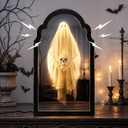 20" Haunted Ghost Mirror with LED Lights & Scary Voice Changer, 20"L x 20"W