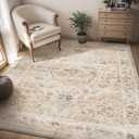AMOAMI-4X6 Area Rugs for Living Room -Soft Vintage Bedroom Rugs-Non Slip Washable Rug-Throw for Living Room Bedroom Bedside Dining Room Office Beige