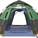 Hewolf 2/3/4 Person Camping Tent - Instant Pop Up Waterproof 2 Doors Tent with Easy Setup | 3-Season Hexagonal Dome Design for Family, Hiking & Traveling