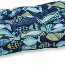 Pillow Perfect Outdoor/Indoor Hooked Lagoon Tufted Loveseat Cushion, 44" x 19", Blue