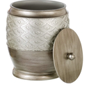 Creative Scents Dublin Silver Small Bathroom Trash Can with Lid 1.26 Gal / 4.8L - Brushed Silver Oval Garbage Can - Decorative Waste Basket for Bathroom Decor - Durable Wastebasket for Paper/Diaper