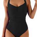 B2prity One Piece Swimsuit for Women Tummy Control Slimming Bathing Suit Push Up Ruched Swim Suit Criss Cross Swimwear Hot Pink (XL)