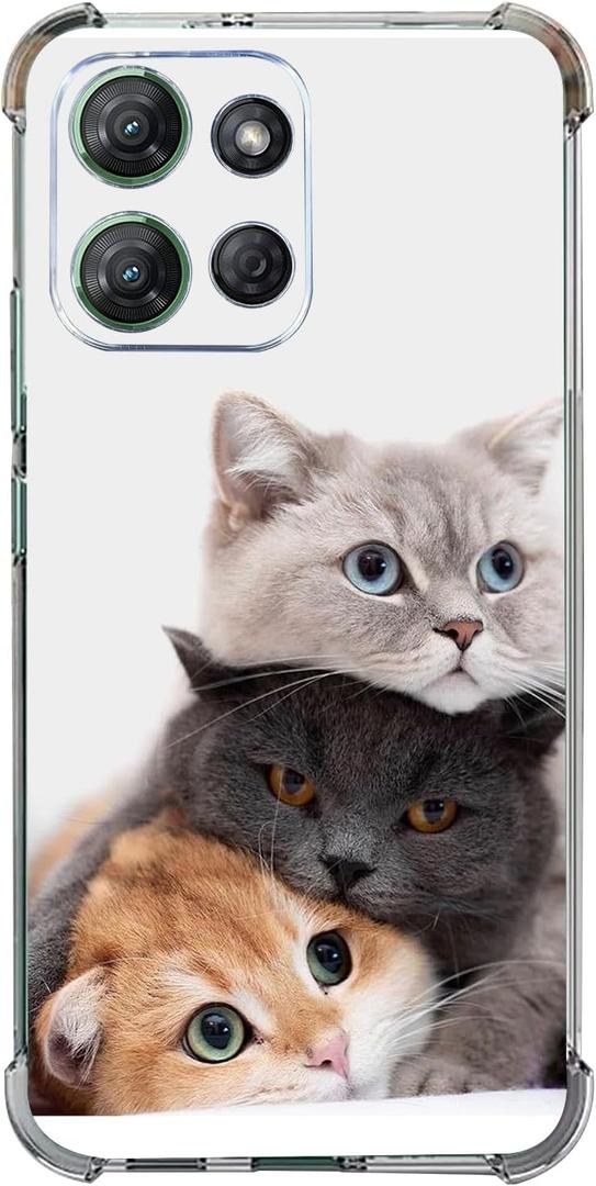 Case for Moto G 2025,Lying Cute Cats Drop Protection Shockproof Case TPU Full Body Protective Scratch-Resistant Cover for Motorola Moto G 2025