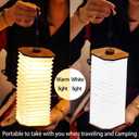 LED Hanging Folding Lantern, Wood & Paper Lamp, Organ Book Light for Office, Decoration, Gift, USB Rechargeable