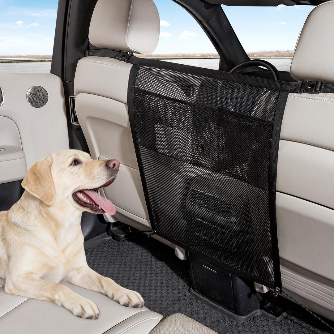 TKYZ Dog Car Barrier, Dog Car Net Barrier with Mesh Organize, Pet Divider Fit Car/SUV/Truck