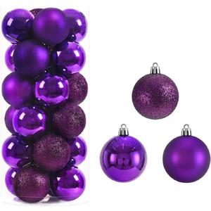 Mini Balls Ornaments for Christmas Tree - Shatterproof Hanging Balls for Birthday Valentine Wedding Party Christmas Tree Decorations (Purple)