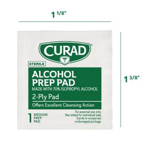 CURAD Alcohol Prep Pads 9 Pieces of Medium Isopropyl Alcohol Wipes Individually Wrapped First Aid Alcohol Swabs for Cuts & Scrapes; for General Cleansing 