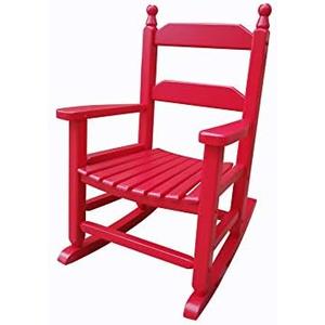 Rocking Rocker - K081RD Durable Red Child’s Wood Porch Rocker/Outdoor Rocking Chair - Indoor or Outdoor - Suitable for 3-7 Years Old