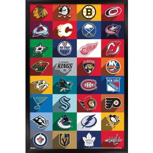 NHL League - Logos 25 Wall Poster, 34L" x 22.4W", Black Framed Version