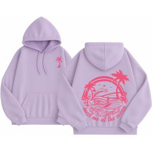 Palm Graphic Hoodies for Women Girls Juniors Aesthetic Y2k Sweatshirts Preppy Outfit (Small, Purple)