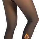 MERYLURE High Waist Fleece Lined Tights Women Skin Tone, Fake Translucent Winter Warm Pantyhose Thick Thermal Leggings (Small, Black)