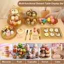 Audab Gold Dessert Table Display Set, Including Cake Stand, Cupcake Stand, Serving trays, Platters, Cake Cutting Set and Serving Tongs for Vintage Wedding Decor, Party Food Decorations