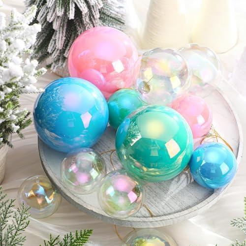 Suncalla 11 Pcs Large Glass Pastel Candy Christmas Ball Ornaments 2.4-4 Inch Macaron Christmas Ball Decor for Xmas Tree Hanging Ornaments Holidays Party Decor Home Birthday