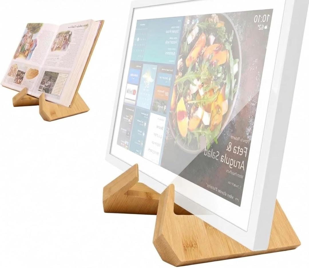 Solid Wood Calendar Stand for Skylight 15 Inch, Compatible with Skylight Calendar 2, Calendar Holder with 4 Non-Slip Silicone Pads, Supports Horizontal or Vertical Display.(Bamboo)