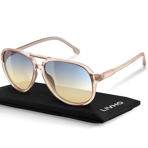 livho Trendy Polarized Aviator Sunglasses Women Men, Retro Sun Glasses for Women Men 2025, Oversized UV Protection Shades