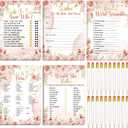 Teling 145 Pieces Bridal Shower Game Bridal Shower Favors Set Wedding Games Cards and Pencils for Bride Groom Bachelorette Party Wedding Party Favor(Pink Floral)